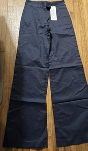 Adam Adam Lippes Womens 2 High Rise Wide Leg Blue NEW - Picture 1 of 4
