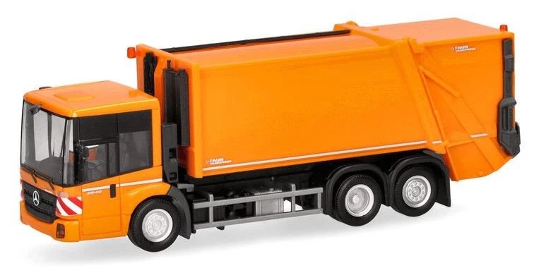 Herpa 319003 - 1/87 MB Econic Pressmüllfahrzeug Faun Variopress Kommunalorange