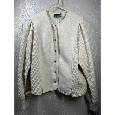 Vintage Geiger Womens 100% Wool Cardigan Sweater Cream Size 40 - Image 1 of 4