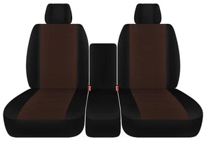 Fundas de asiento delanteras 40-20-40 negro marrón terciopelo para camioneta Ford F150 2009-2010 - Imagen 1 de 1