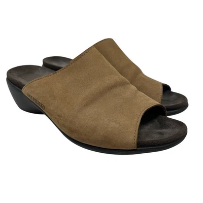 Mephisto Genuine Leather Slide Comfort Sandals In Beige 38/8 - Image 1 of 4