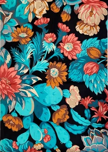 Cranston VIP 1 Yd Rich Royal Bold Jacobian Cottagecore Floral Botanical Fabric - Picture 1 of 11