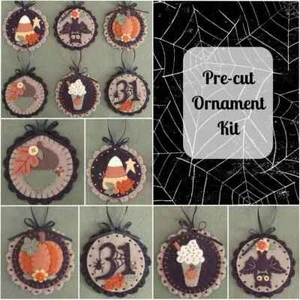 Pre-Cut Wool Blend Felt October Treats Ornament Kit - Mini Penny Rug - Picture 1 of 2