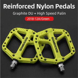 ROCKBROS Wide Flat Bike Pedals Nylon DU Bearing 9/16" MTB Road Bicycle Pedals