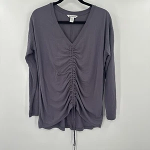 Athleta Top Damen Medium Crossover Rüschen V-Ausschnitt Shirt verstellbar Cinch lila - Bild 1 von 6