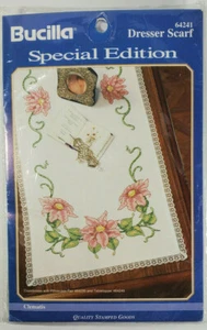Bucilla Dresser Scarf Kit CLEMATIS #64241 - Picture 1 of 2