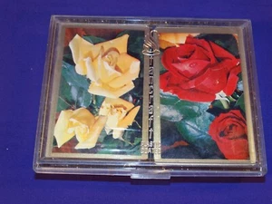 2 DECKS STANCRAFT PLASTIC COATED PLAYING CARDS UNOPENED RED & YELLOW ROSES - Picture 1 of 3