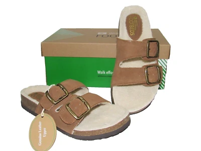 Sandalias White Mountain para mujer talla 7 de cuero engrasado forradas de sherpa con hebilla castaño Foto 1 de 4