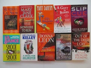 Box Lot of 10 Mystery Paperbacks by Various Authors :Daheim, Haines, Jance, etc - Picture 1 of 8