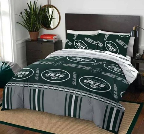 New York Jets NFL Rotary Queen Bed in a Bag Set Cover