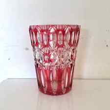 Art Deco cranberry crystal cut glass vase  Bohemian glass vase  antique vase 20s
