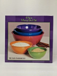 VTG NEW The Main Ingredients 5 Piece Multicolor Plastic Mixing Bowls Set Nesting - Picture 1 of 9