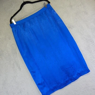 Falda Adrianna Papell Mujer 12 Cobalto Recta Seda Texturizada Preppy Oficina De Colección Foto 1 de 4