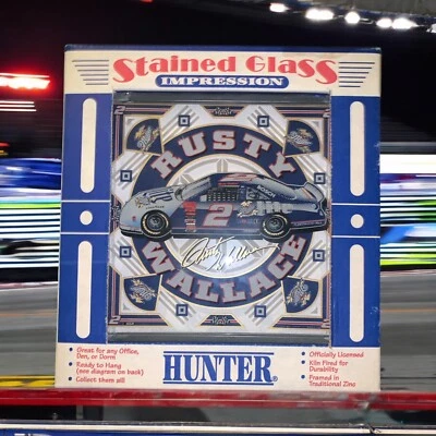 RARE! Rusty Wallace 24 NASCAR Painted glass sign Plaque Dupont Grand Prix - Image 1 of 4