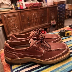 Clarks Men’s Brown Leather Boat Casual Shoes Loafers Size 9 - Picture 1 of 11