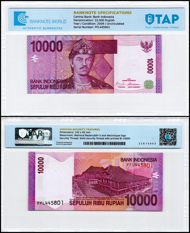 Indonesia 10000 Rupiah, 2005, P-143e, UNC, Authenticated Banknote - Image 1 of 1