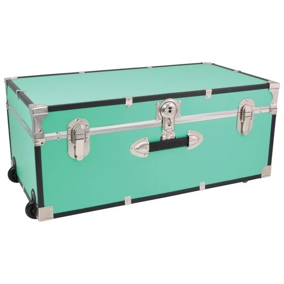 30" Footlocker Rolling Trunk with Wheels and Lock Dorm Storage Luggage Container - Image 1 of 4