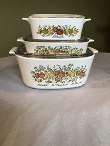 Casseruola vintage Corningware La Marjolaine "spezie della vita", con coperchi - Foto 1 di 7