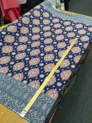 100% Japanese Rayon challis two border Navy blue and fuchsia pink design by Yrd - Image 1 of 4