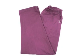 Landau 7-Pocket Cargo Scrub Pants Mens Maroon Burgundy Zipper Front 8555 Medium - Picture 1 of 6