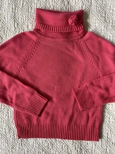 Falls Creek Girls' 5/6 Coral Pink Knit Pullover Turtleneck Sweater Coral EUC - Picture 1 of 3