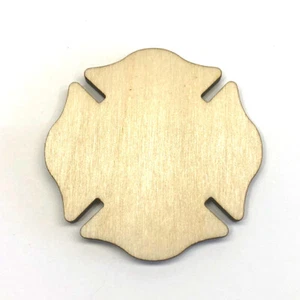 Maltese Cross Fire Depts -  Laser Cut Out Unfinished Wood Shape Craft Supply - Picture 1 of 6