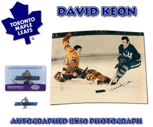 FOTO 8x10 firmada por David Keon Toronto Maple Leafs NHL HOFer con certificado de autenticidad - Imagen 1 de 1
