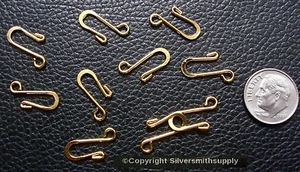 10 Yellow gold plated 16mm jewelry clasps 10 hooks make necklaces anklets fpc310 - Picture 1 of 3