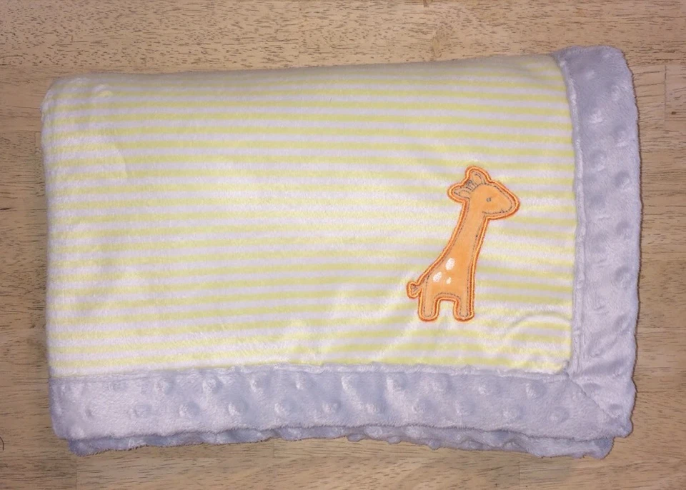 Manta bebé jirafa mina niño Carters amarillo blanco rayas gris Minky Dot Sherp Foto 1 de 1