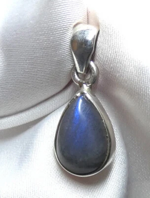 Anhänger 925 Silber Labradorit Tropfen dunkler Blauschimmer SONDERPREIS 2. Wahl* - Bild 1 von 4