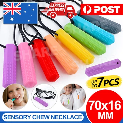 7x Sensory Chew Necklace - AU Stock Autism ADHD Biting Baby Kids Teething Chewy - image 1 of 4