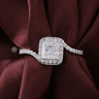 1.00Ct Colorless Princess Cut Engagement Ring, Bypass Side Accent Pave Set Ring