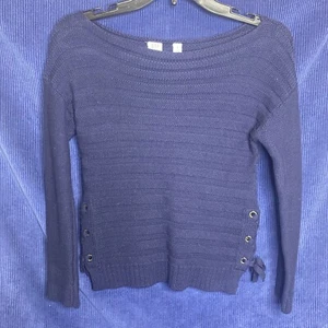 Gap Kids Sweater Girls Medium Long Sleeve Navy Blue Side Lace Up Tie Size 8 - Picture 1 of 4