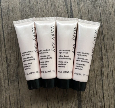 Mary Kay Extra Emollient Night Cream .42 oz. Mini Travel Size ~ Lot of 4 ~ NEW - Image 1 of 3
