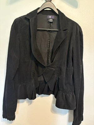 Morbid Threads女式黑色荷叶边西装外套夹克大号 — 第 1/3 张图片