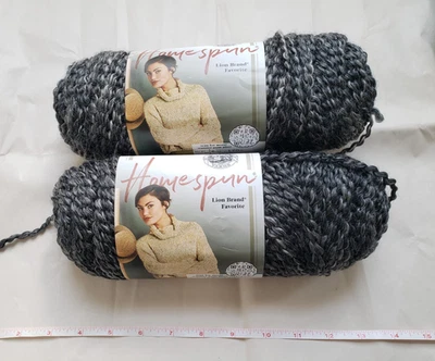 2 Skeins Of Lion Brand Homespun Yarn in Edwardian! Soft #5 Weight! NEW Grays Blk - Image 1 of 4