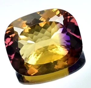 Natural Bi-Color Ametrine 44.05 Ct Cushion Untreated Certified Flawless Gemstone - Picture 1 of 7