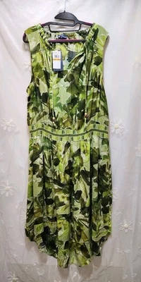 Democracy Women 3X Green Leaf Dress Smocked Maxi Cottage Whimsical Forest Fairy - Image 1 of 4