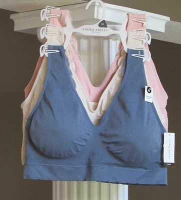 Laura Ashley 3 SUJETADORES DE SALÓN SUAVES Almohadillas Extraíbles Detalle de Encaje Talla 2X NUEVO CON ETIQUETAS $44 Foto 1 de 4