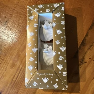 Margaret Furlong Porcelain Angel - Two For Tea - Christmas Ornament Set 1997 - Picture 1 of 4