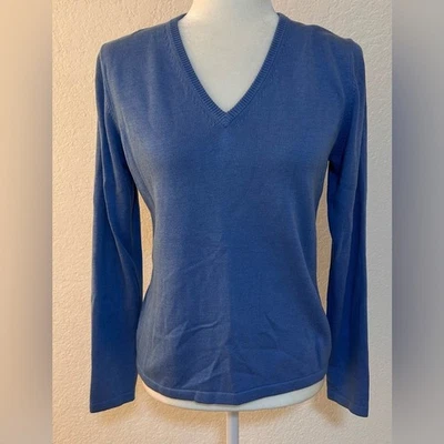Женский свитер Peter Millar из шелковой смеси синий с V-образным вырезом размер большой - Изображение 1 из 4