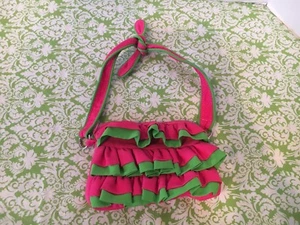 Little Girls Pink And Green Ruffle Purse - Picture 1 of 5
