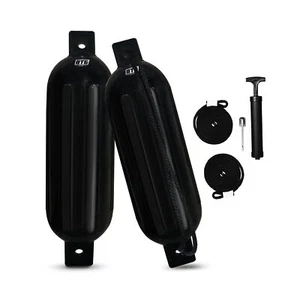 Set of 2 Pack Inflatable Large Boat Fenders Bumpers for Docking w/Free 6 ft F... - Picture 1 of 8