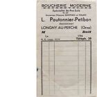 Feuillet Facture Boucherie Moderne Pautonnier-Petibon Longny-Au-Perche Pré-Salé