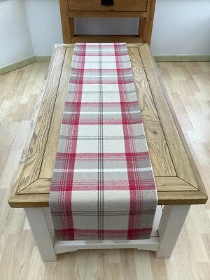 Balmoral Cranberry Tartan Plaid Christmas Faux Wool lined table/Bed runner made - Image 1 of 2