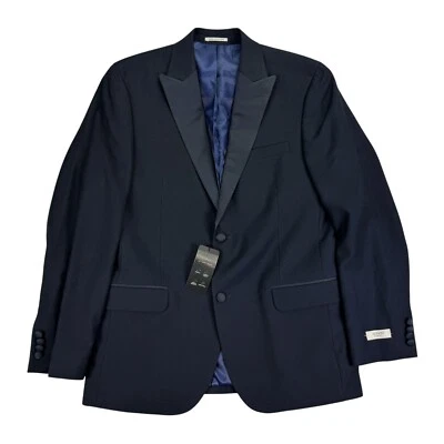 Traje Chaqueta Esmoquin Alfani Para Hombres Calce Ajustado Patrón Rejilla Azul Marino 40R Foto 1 de 4