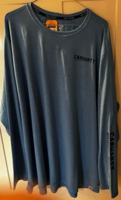 Carhartt Relaxed Fit Long-Sleeve Logo Graphic T-shirt 2XL Light Blue BNWT - Image 1 of 4