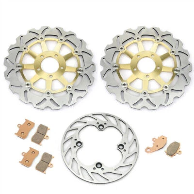 for Kawasaki 2 Front 1 Rear Brake Rotors Discs Pads Z1000 Z 1000 2003-2006 2005 - Image 1 of 4