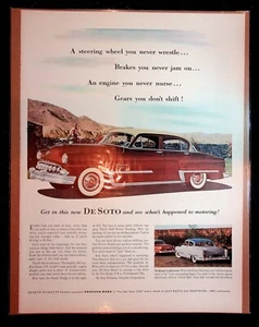1950s DeSoto Firedome V-8 Red Sedan Mountain Groucho Marx Art Vintage Print Ad - Picture 1 of 1