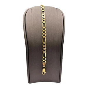 9ct 9K Yellow Gold Italian (3x1) Figaro Bracelet 5.15 Grams 19cm. Brand New - Picture 1 of 7